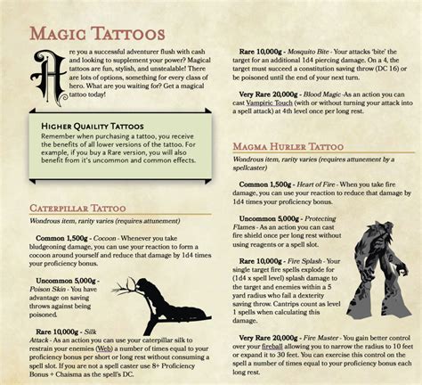 Dnd Magic Tattoos: A New Frontier in Roleplaying